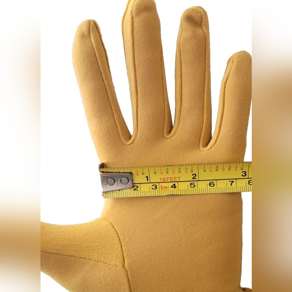 FOWNES NYLO LONG EVENING GLOVES, VTG WHEAT/CAMEL color, Scrunched, Nylon
